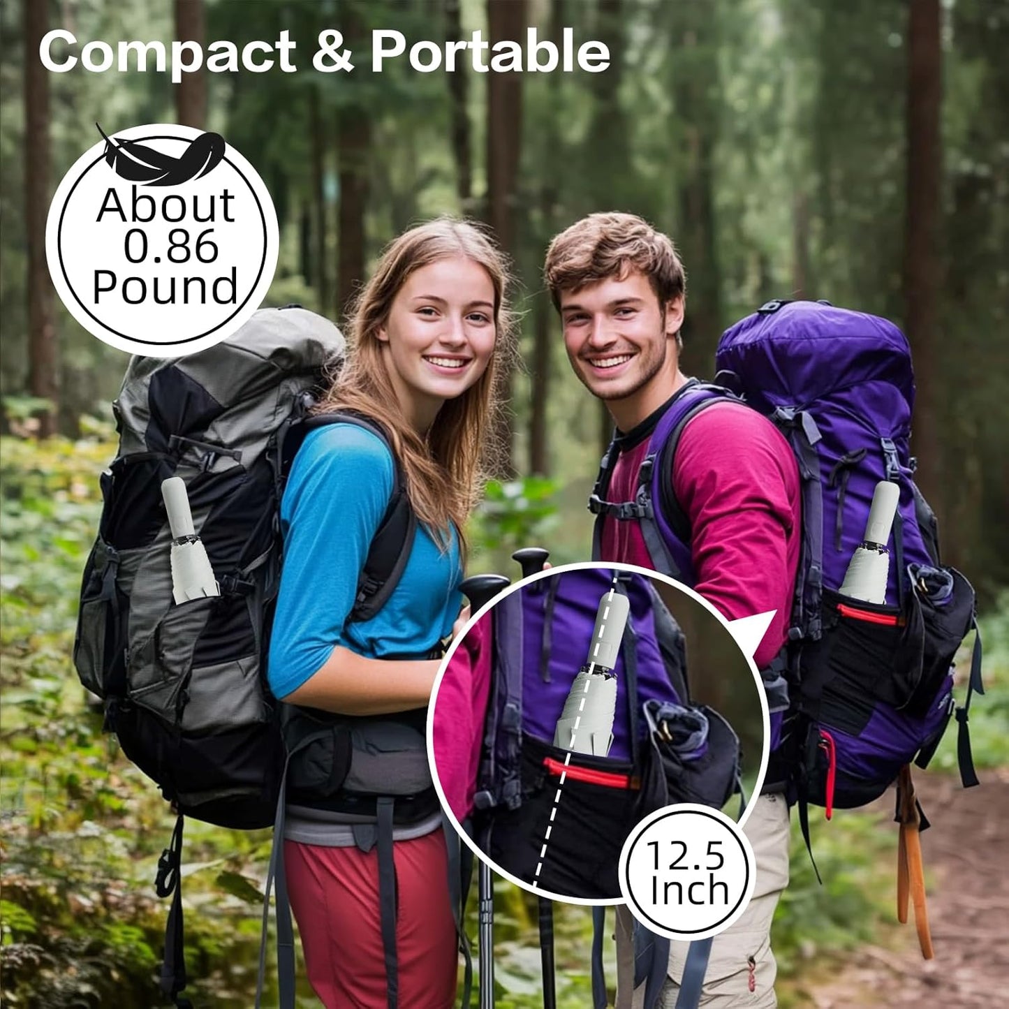 Compact Travel Umbrella, Small Pocket Mini Umbrella for Purse Wallet, UV Sun Rain Umbrellas for Backpack, Portable Folding Umbrellas for Women Kids