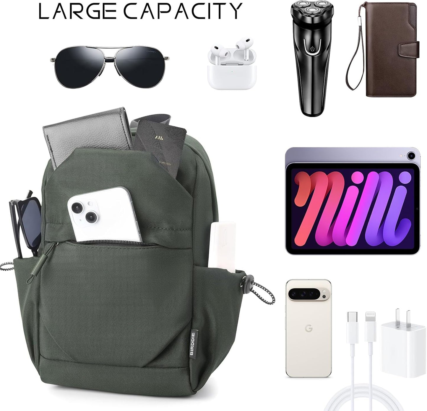 Crossbody Sling Bag Casual Shoulder Hiking Backpack with Convertible Shoulder Strap for Travel Hiking Shopping Leisure Sport