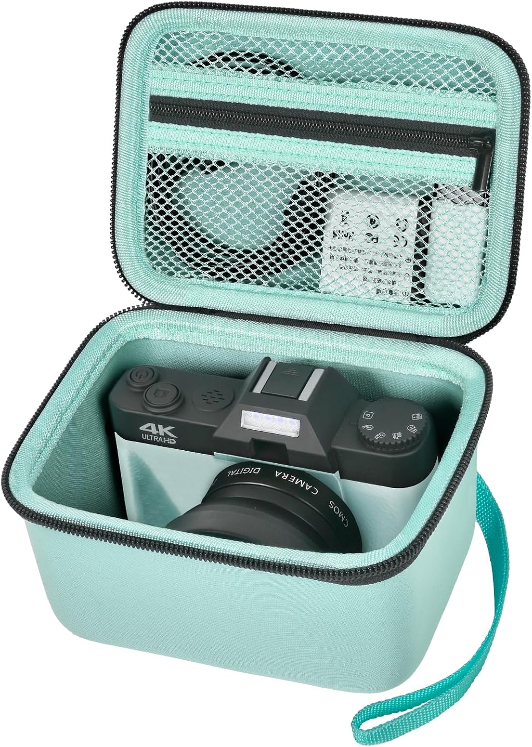 Vlogging Camera Case Compatible with for Duluvulu/for VJIANGER/for JGIPL/for TEBNGIHNM 4K Digital Cameras for Youtube. Vlog Camera Carrying Storage for Lens, Cable and Other Accessories - Green