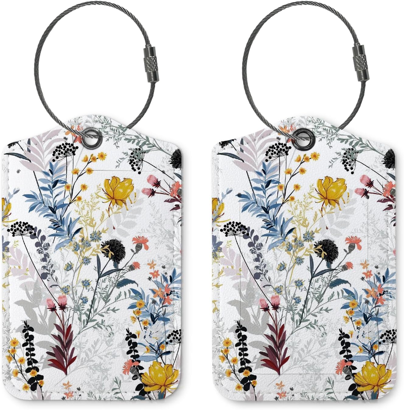 Vintage Retro Luggage Tags for Suitcases,Flower 2 Pack Baggage Tag Label with Steel Loop,Handbag School Bag Traveling Accessories,Flora Gifts for Women