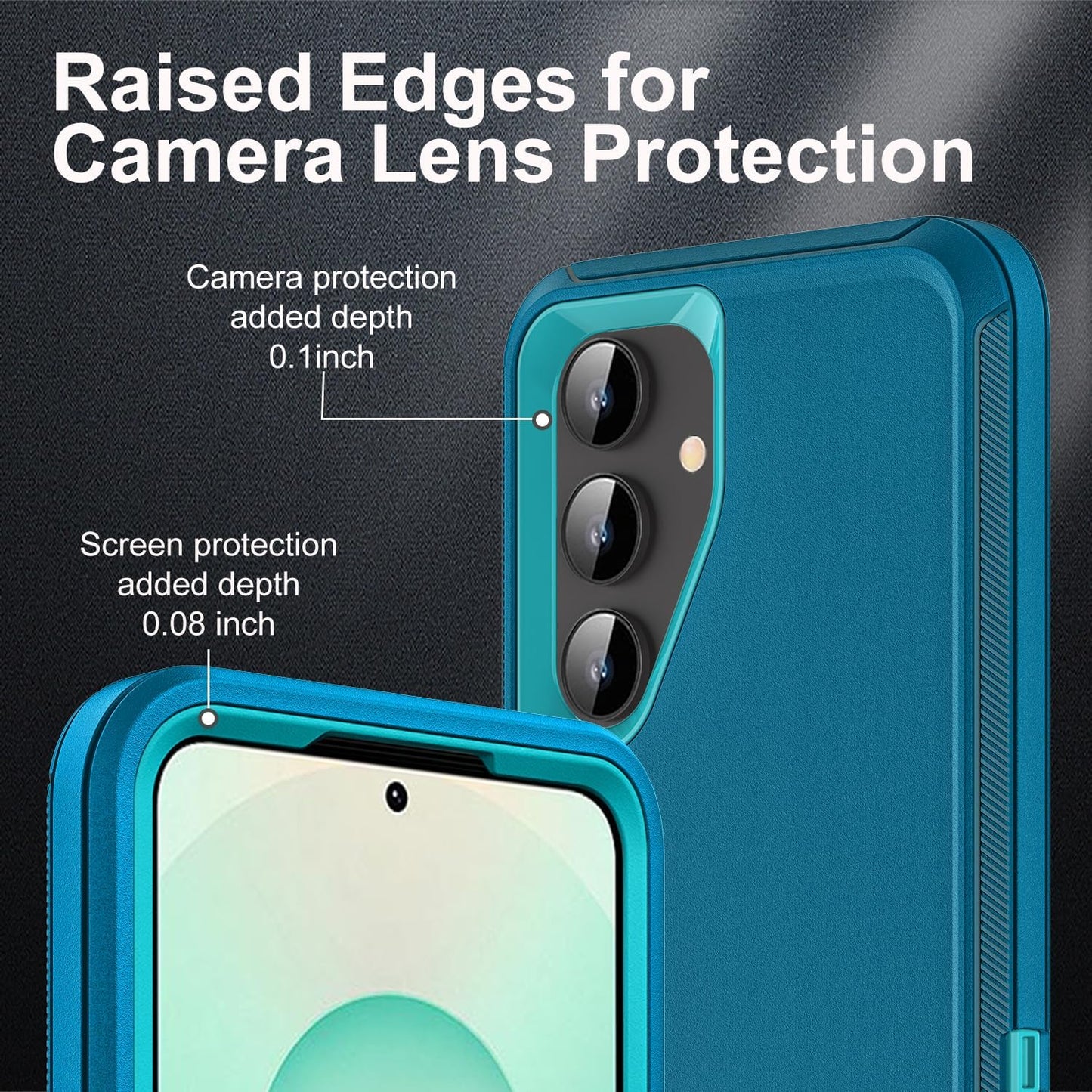 for Samsung Galaxy S25 Plus Case, Military Grade Heavy Duty Shockproof/Drop Proof/Dust Proof Case with 2Pcs Tempered Glass Screen Protector & 1PcsCamera Lens Protector (Blue/Turquoise)