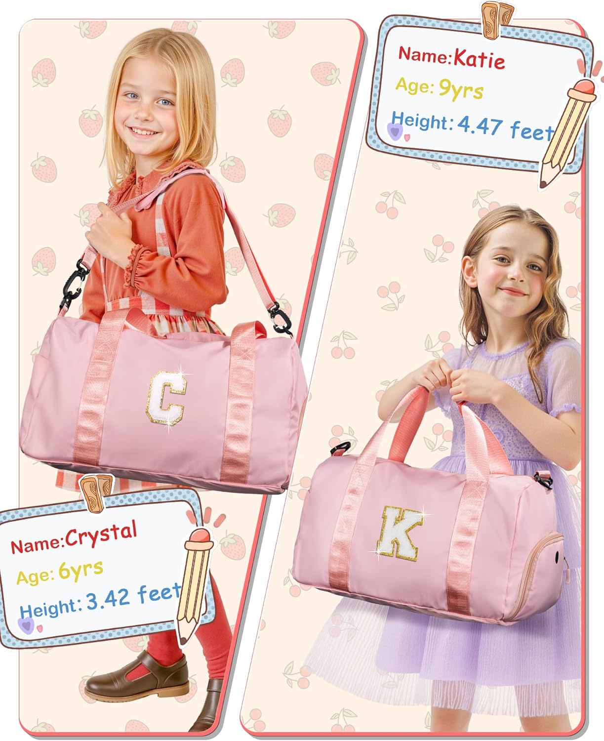 Gift Ideas for Kids Girls-Girl Gym Bag with Shoe Compartment, Kid Personalized Weekender Overnight