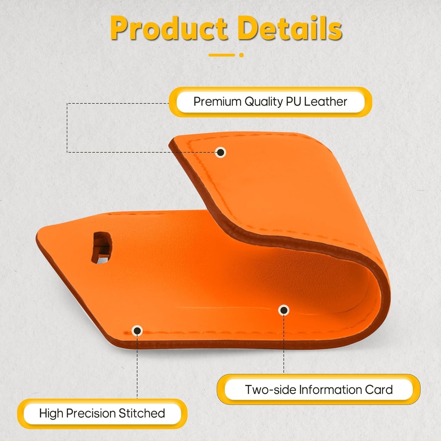 Travelambo Luggage Tags for Suitcases Faux Leather Privacy Protection 30 Pack Bag Tags Travel Accessories Essential, Hot Orange