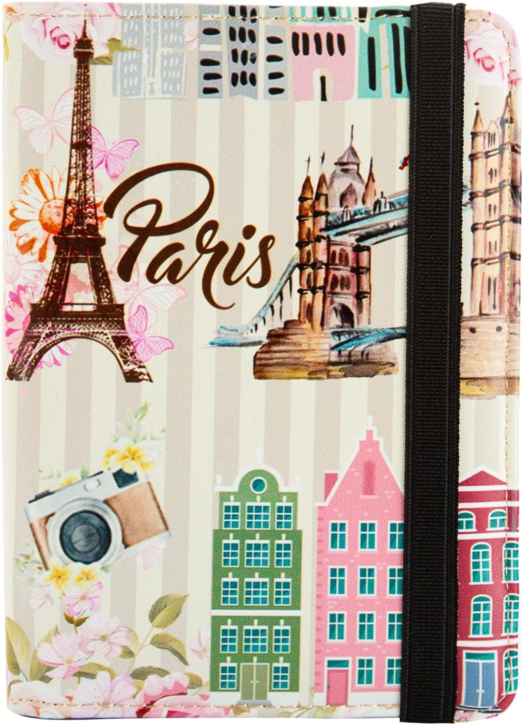 Passport and Vaccine Card Holder Combo,Passport Holder Wallet Rfid Blocking for Men Women Travel Document Holder Case Cover (Eiffel Tower)