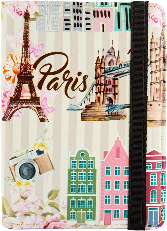 Passport and Vaccine Card Holder Combo,Passport Holder Wallet Rfid Blocking for Men Women Travel Document Holder Case Cover (Eiffel Tower)