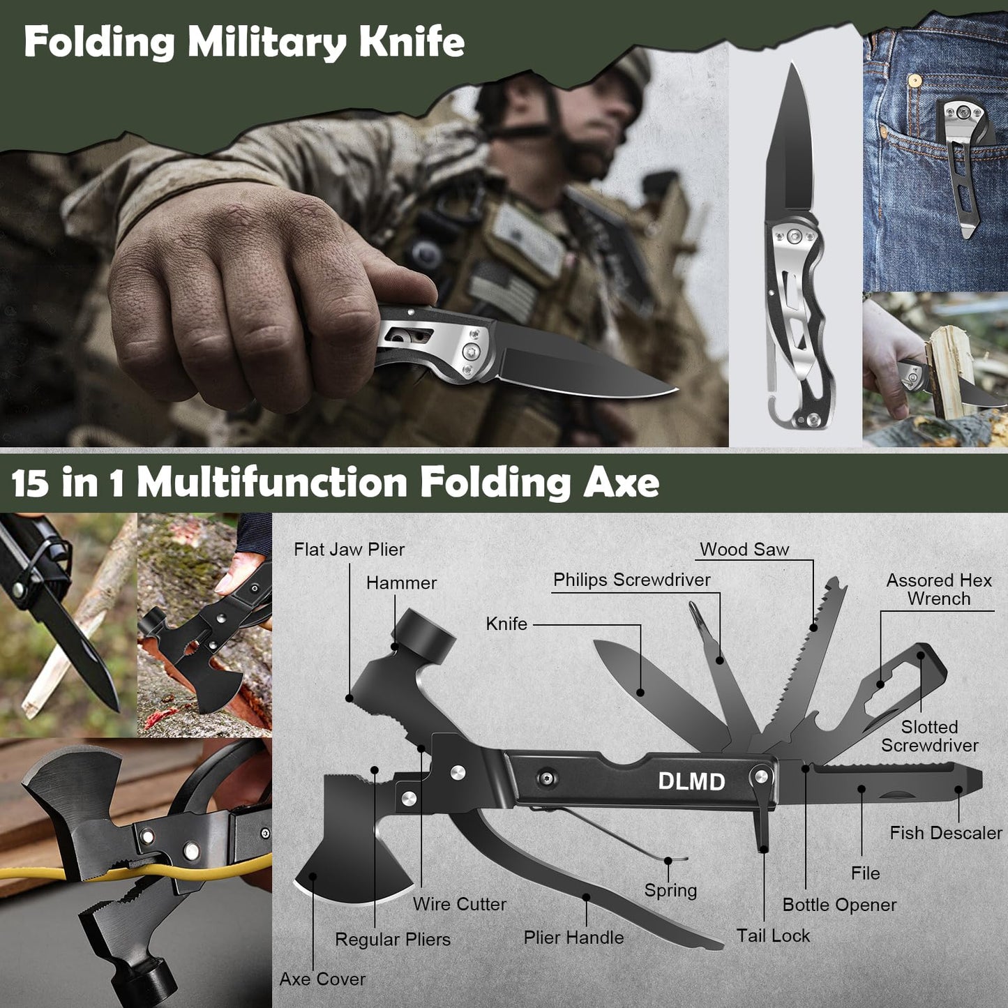 DLMD 320 PCS Survival Kits First Aid Kit, Gifts for Men Fathers Day Him Dad, Survival Gear and