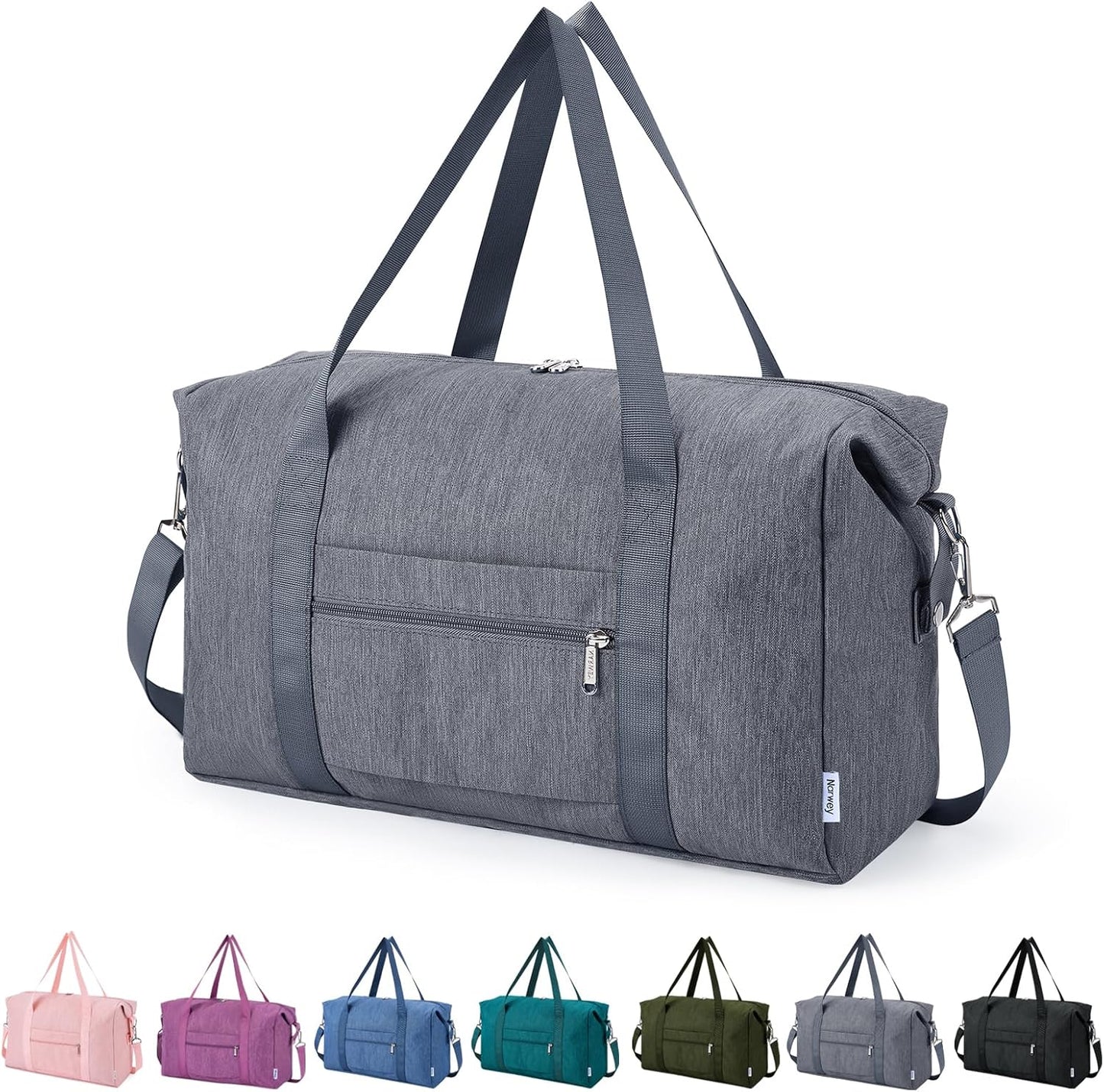 Narwey For Spirit Airlines Personal Item Bag 18x14x8 Foldable Duffle Bag for Travel Packable Duffel Bag for Traveling Carry on Bag for Airplanes Underseat Overnight for Women and Men (Grey)
