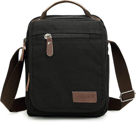 Sechunk Small Canvas Shoulder Bags Messenger Bag Travel Bag Business Bag Working Bag For Men Women
