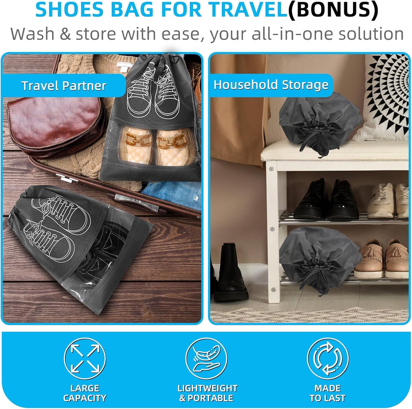 Shoe Washing Machine Bag | Laundry Shoe Bag for Washer and Dryer, 2pcs Reusable Shoes Cleaner Bags, Chenille Microfiber for Sneakers Tennis Shoes, Zipper with Lock Ring