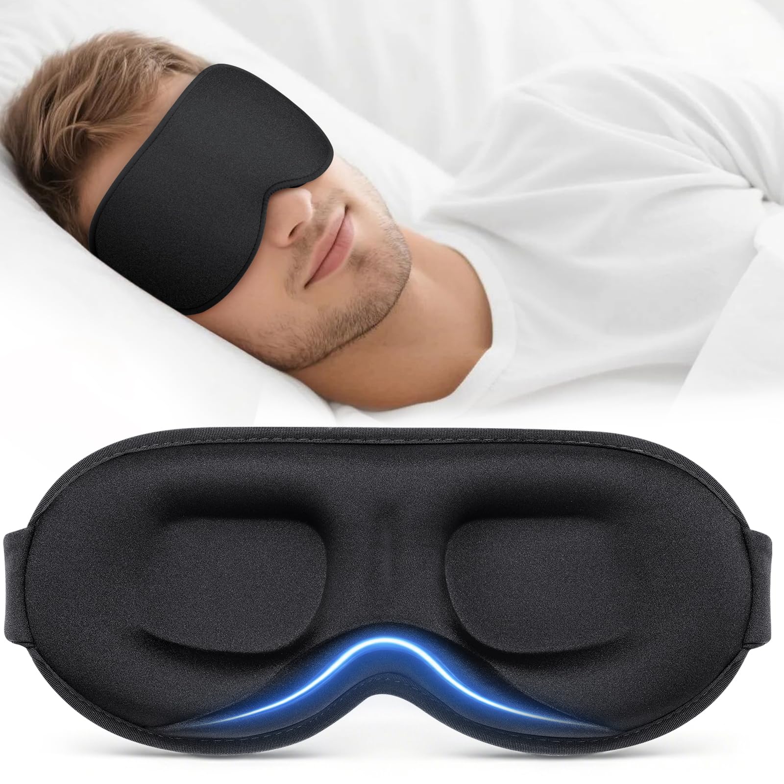 Vynix® Sleep Mask for Men Women - 100% Blackout Eye Masks for Sleep - 3D Soft Sleeping Mask for