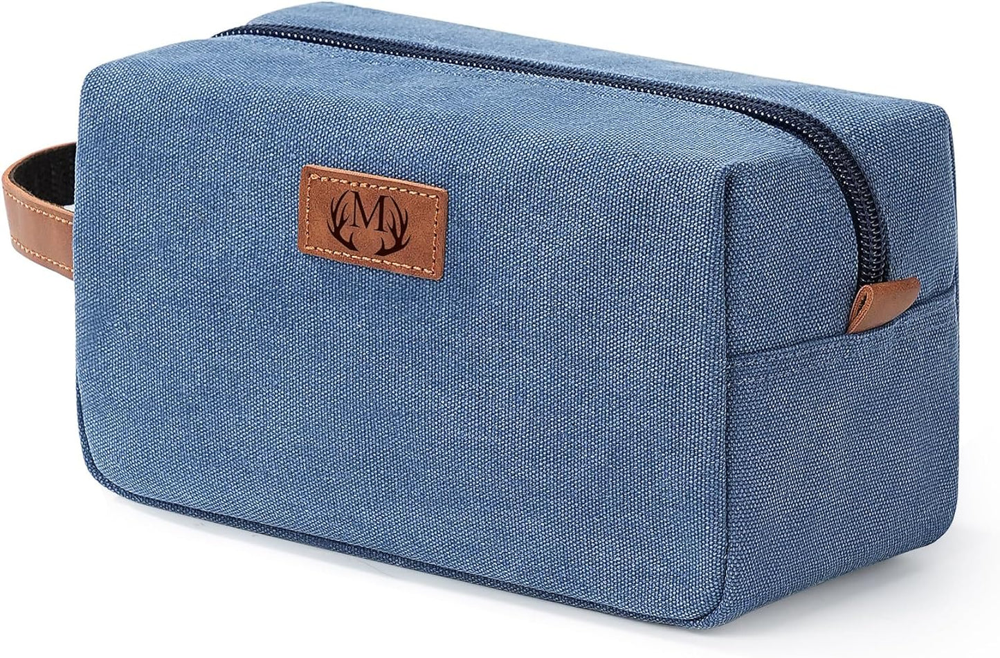 Janhavi Shaving Bag for Men Travel Waterproof, Engraved Initials & Wheat Ear, Make Up Bag,Groomsmen Gifts, Mens Toiletry Travel Bag, Men's Accessories Organizer, Gifts for Him(Blue M)