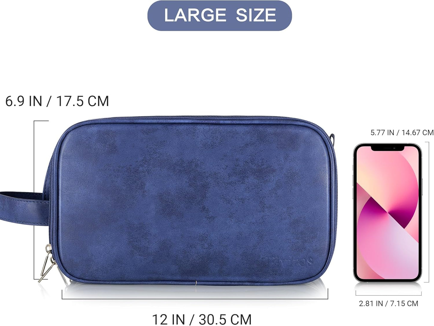 Elviros Toiletry Bag for Men, Large Travel Shaving Dopp Kit Water-resistant Bathroom Toiletries Organizer PU Leather Cosmetic Bags