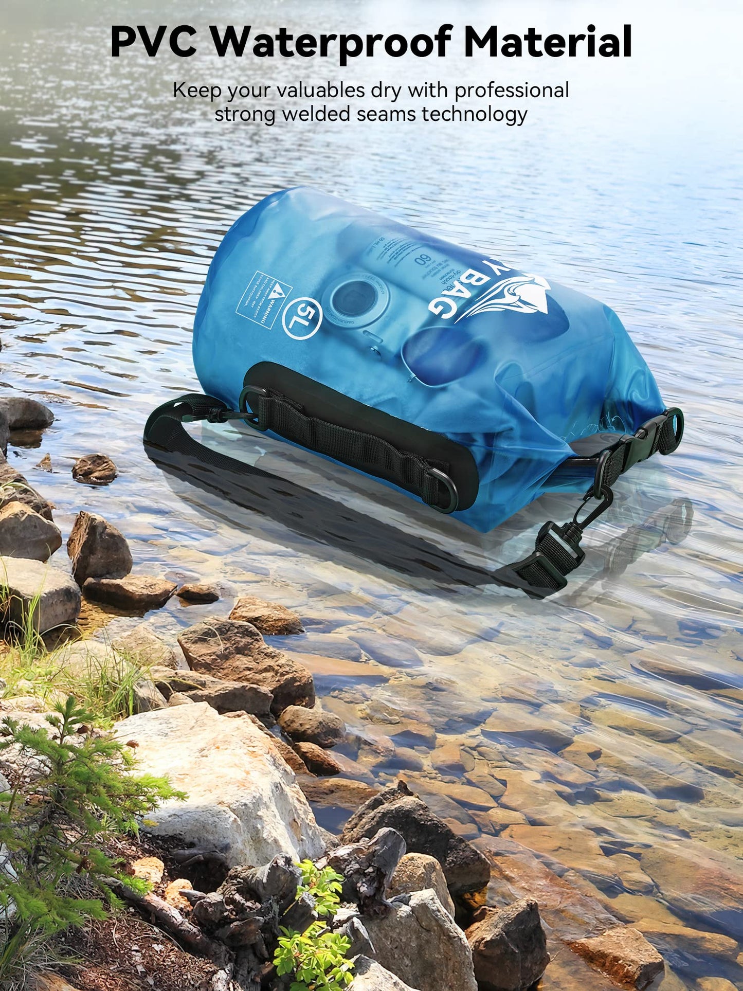 HEETA Dry Bag Waterproof for Women Men, Roll Top Lightweight Dry Storage Bag Backpack with Phone