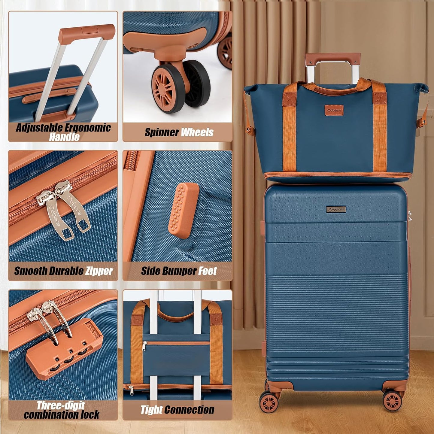Luggage Sets 5 Piece with Spinner Wheels, Lightweight Hardshell Suitcases Set with Lock for Men and Women, Carry on Luggage Travel Set with Durable ABS Hard Case