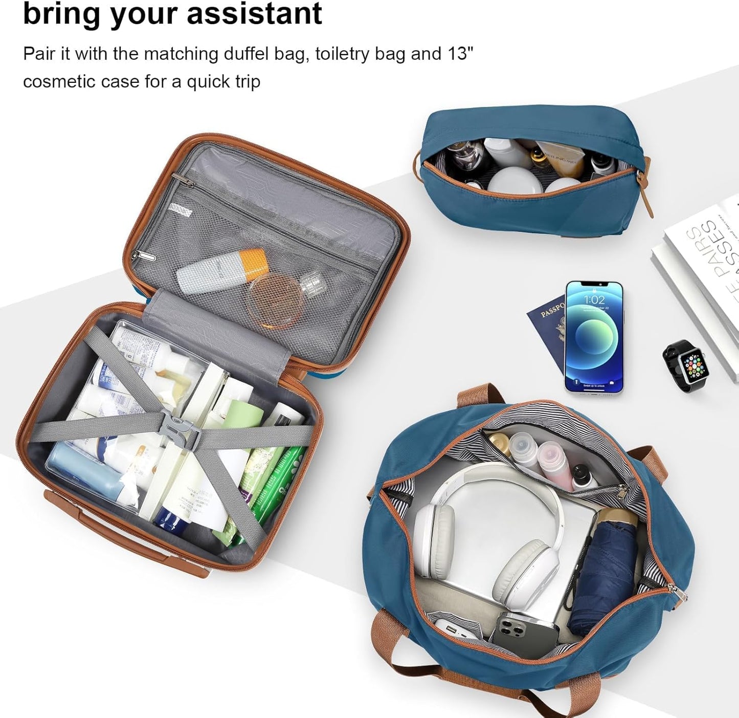 Joyway Carry on 20Inch &24 In Checked Luggage Set, 2-Piece Expandable Suitecase Set with Spinner Wheel, Hard Shell Suitcase with TSA Lock(Navy Blue)