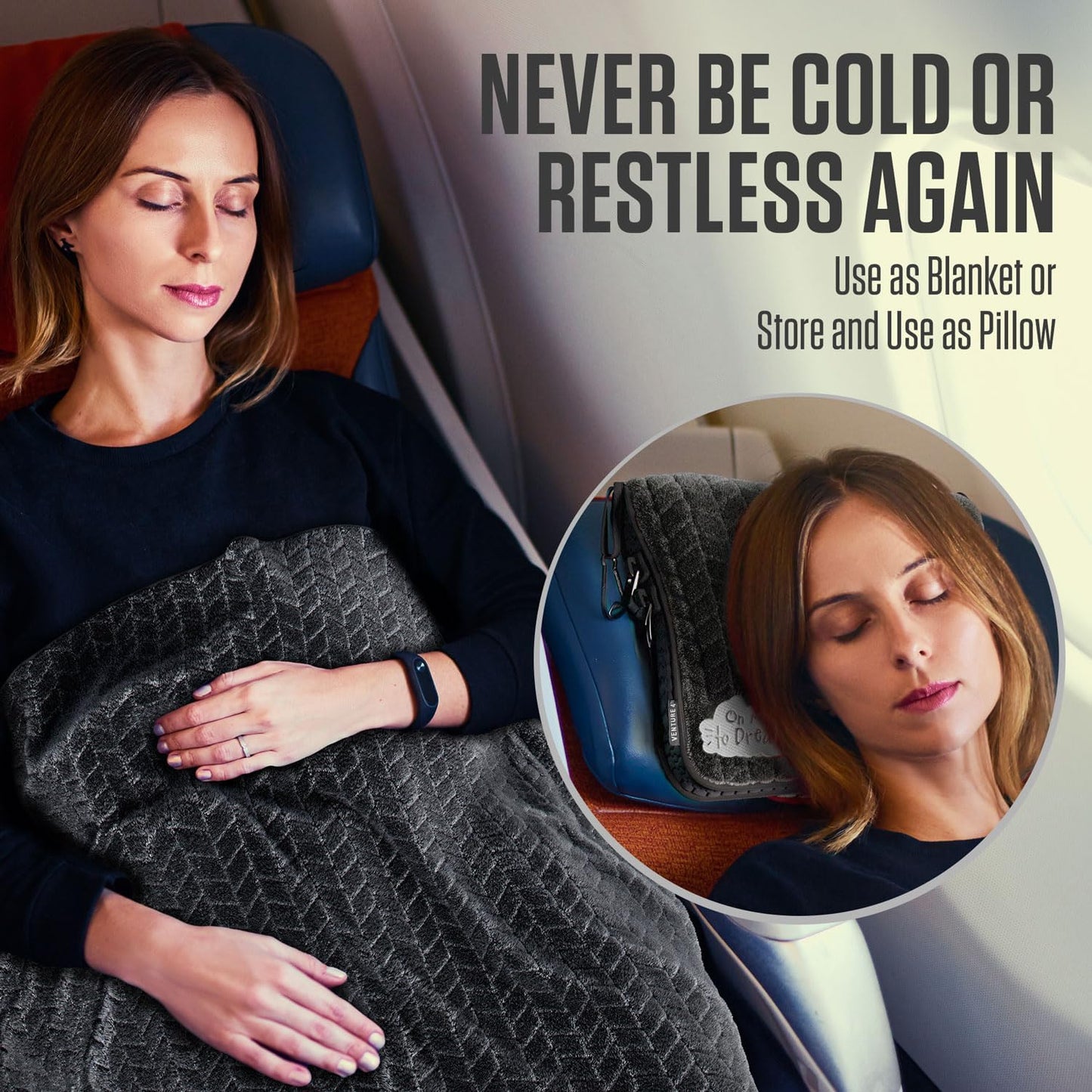 VENTURE 4TH Travel Essentials Bundle: RFID Blocking Neck Wallet & 2-in-1 Travel Blanket Pillow