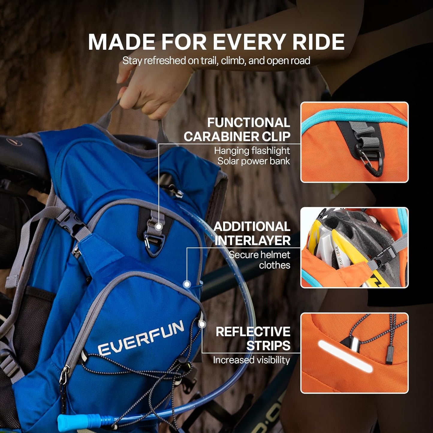 Everfun Hydration Backpack 18L with Water Bladder 2L/3L Hiking Water Backpack Women Men Hydration