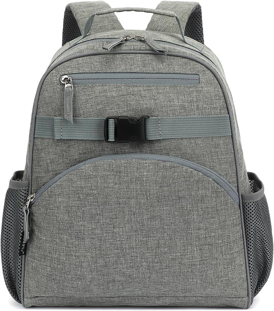 FlowFly Kids Backpack for Toddler Boys Girls, Simple Lightweight Bookbag for Daycare Kindergarten Elementary School Travel, Small Modern Bag (Medium 15''), Grey