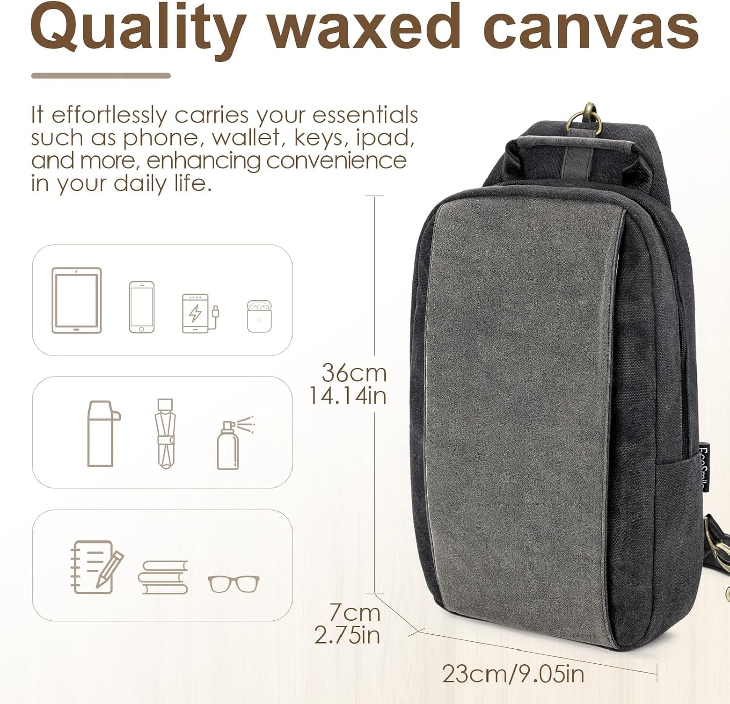 Canvas Messenger Bag Sling Bag Crossbody Shoulder Bag for Men Women Travel Work Satchel Bags