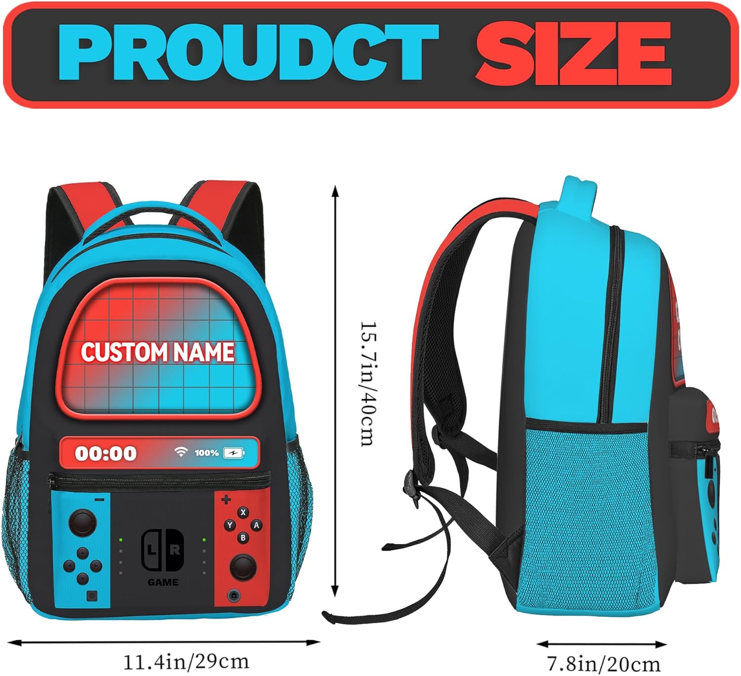 Custom Name Boys Backpack, Personalized Name Gamer Backpack For Kids Children Teens, Video Game