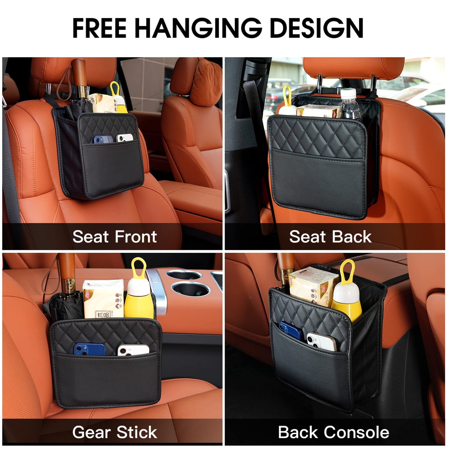 FrgKbTm Car Seat Back Hanging Bag Car Document Holder Multi-Pocket Bottle Bag Storage Box Organizer