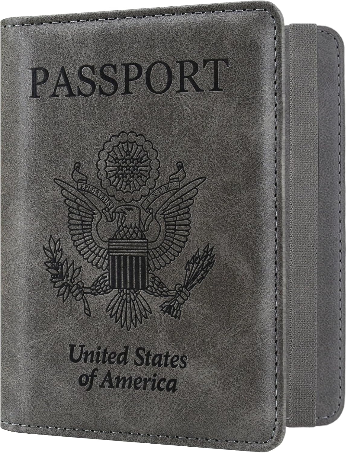 ACdream RFID BLOCKING Passport Holder Travel Wallet, Premium PU Leather Cover Passport Book with Card Holder, Pen Holder, Keep Organization, and Travel Essentials for Women and Men, Grey