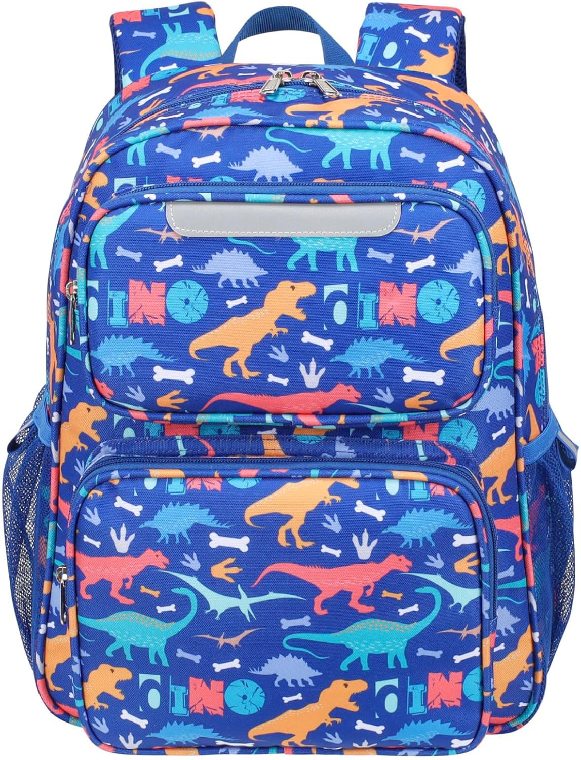 Kids Backpack for Boys - 15 Inch Backpack for Kids 3 to 8, Lightweight Bookbag for Preschool Kindergarten Elementary School, Insulated Pocket, Safe Reflective Stripe, Blue Dinosaur