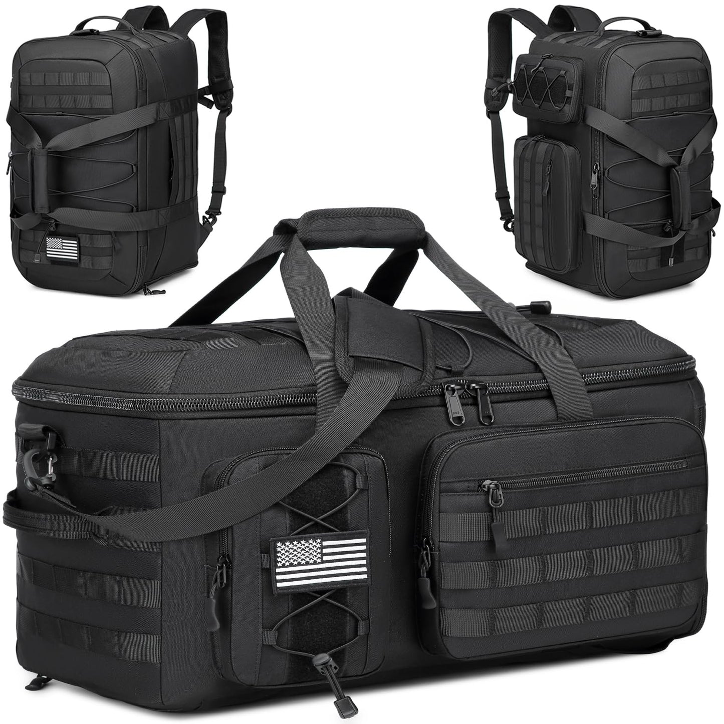 65L Large Travel Duffle Bag for Men, 3-in-1 Convertible Backpack and Gym Bag with Shoe Compartment