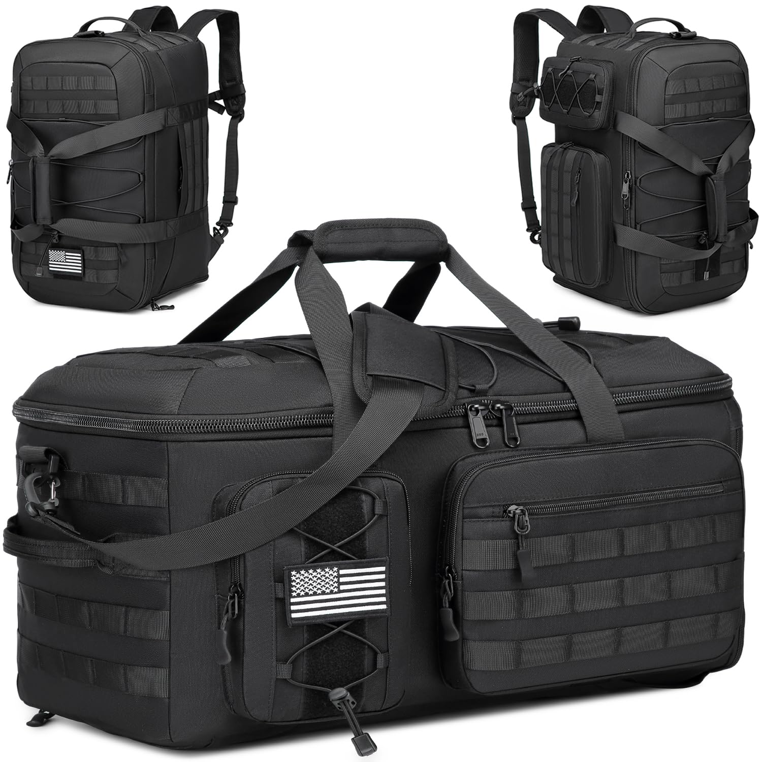 65L Large Travel Duffle Bag for Men, 3-in-1 Convertible Backpack and Gym Bag with Shoe Compartment