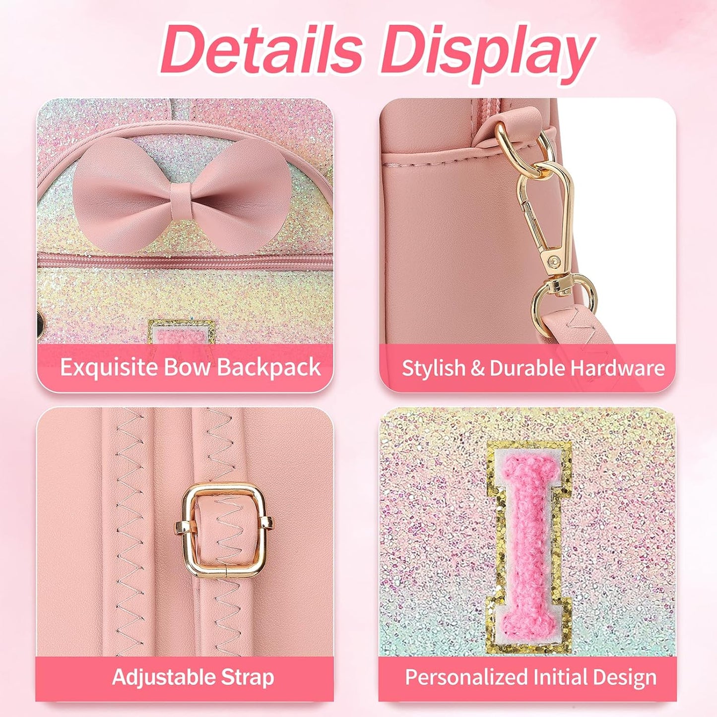 Christmas Birthday Gift for 2 3 4 5 6 7 8 9 10 Year old Girls Personalized Initial Mini Backpack Purse for Toddler Kids-Shine-I