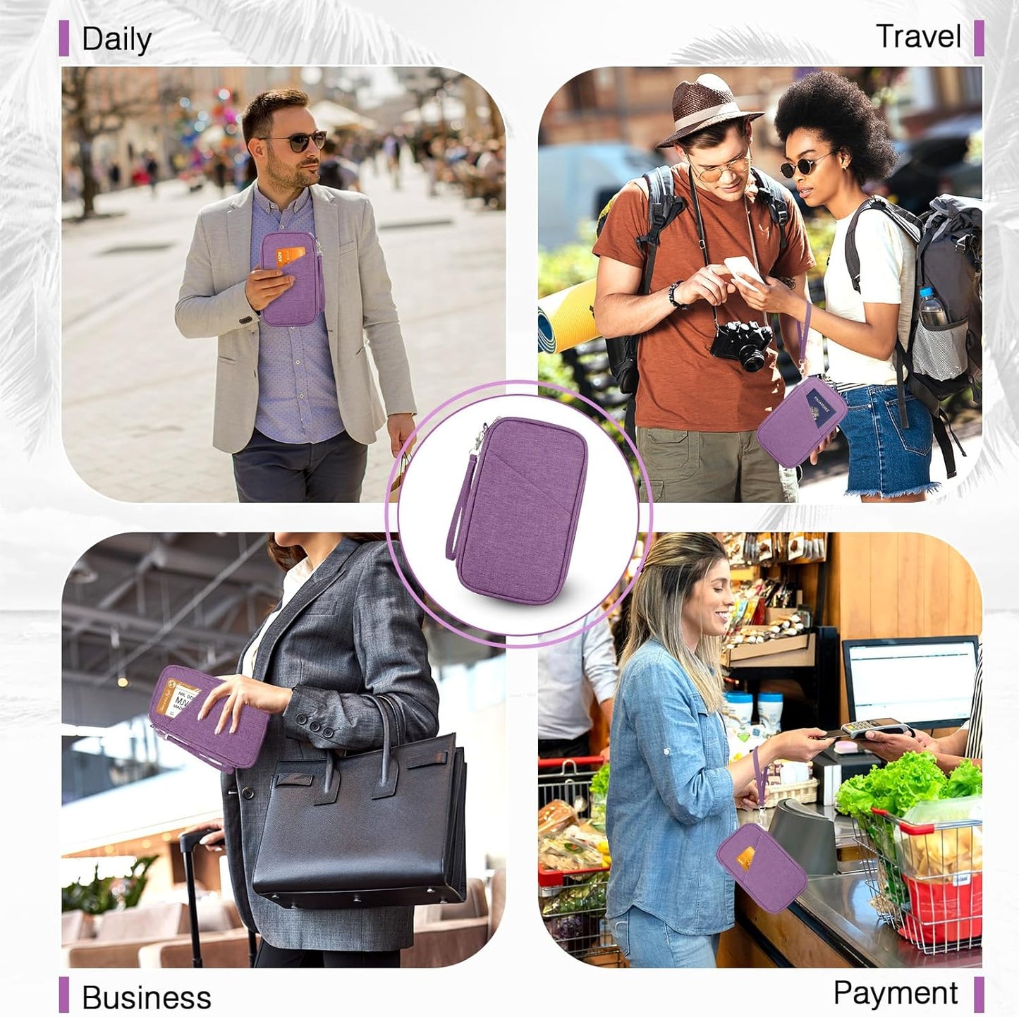 Passport Holder Family, Women Rfid Blocking Passport Wallet, Travel Essentials Premium Wallets, Waterproof Passport Holders Bag for Men Traveling, Travel Document Organizer Credit Cards Case