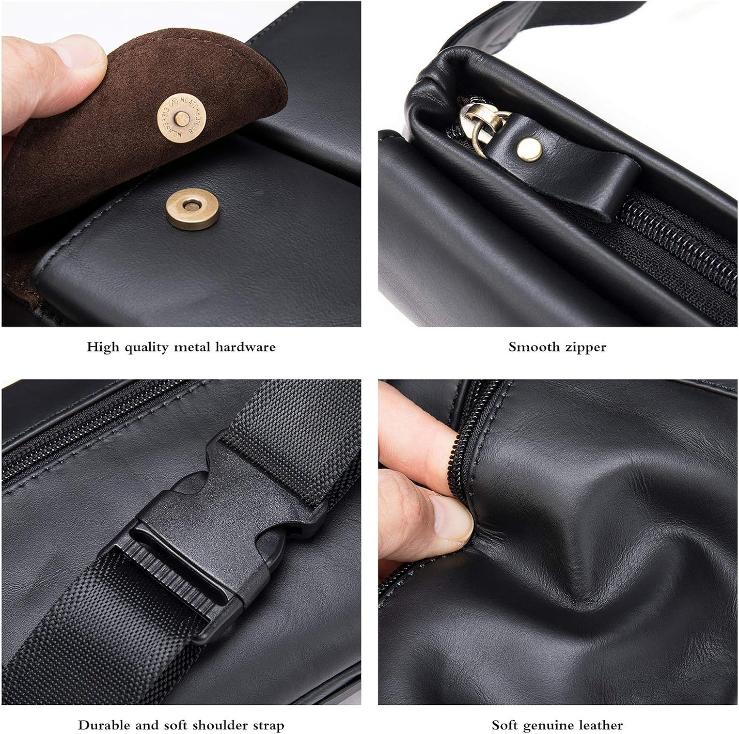 NIUCUNZH Cowhide Waist Fanny Pack-Genuine Leather and Slim with Adjustable Waistband Black