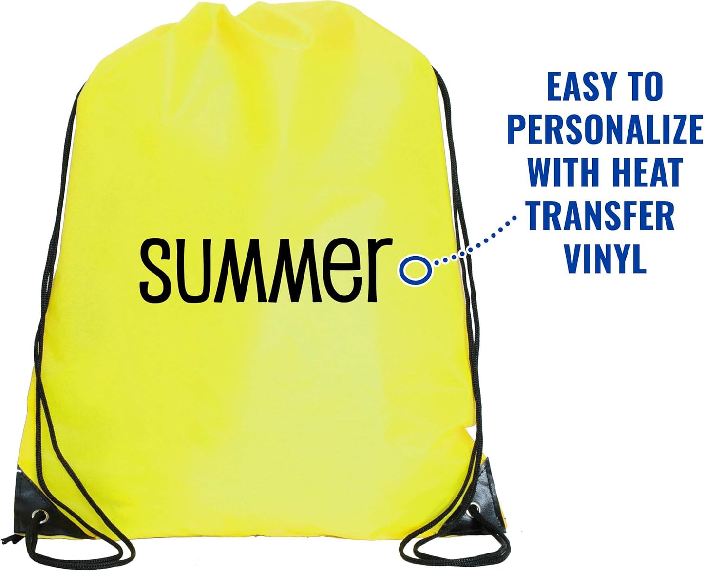 Threadart Drawstring Backpacks - Pack of 10 - Neon Yellow | Sports Cinch Sack String Backpack | For Gym, Storage, & Travel | Large 15" x 18.5" Size