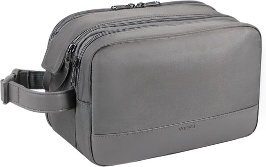 Voova Travel Toiletry Bag for Men Women, Hanging Dopp Kit Water Resistant Shaving Bag for Toiletries Accessories, Small Makeup Organizer Case for Traveling Essentials, Bathroom, Cosmetics, Grey