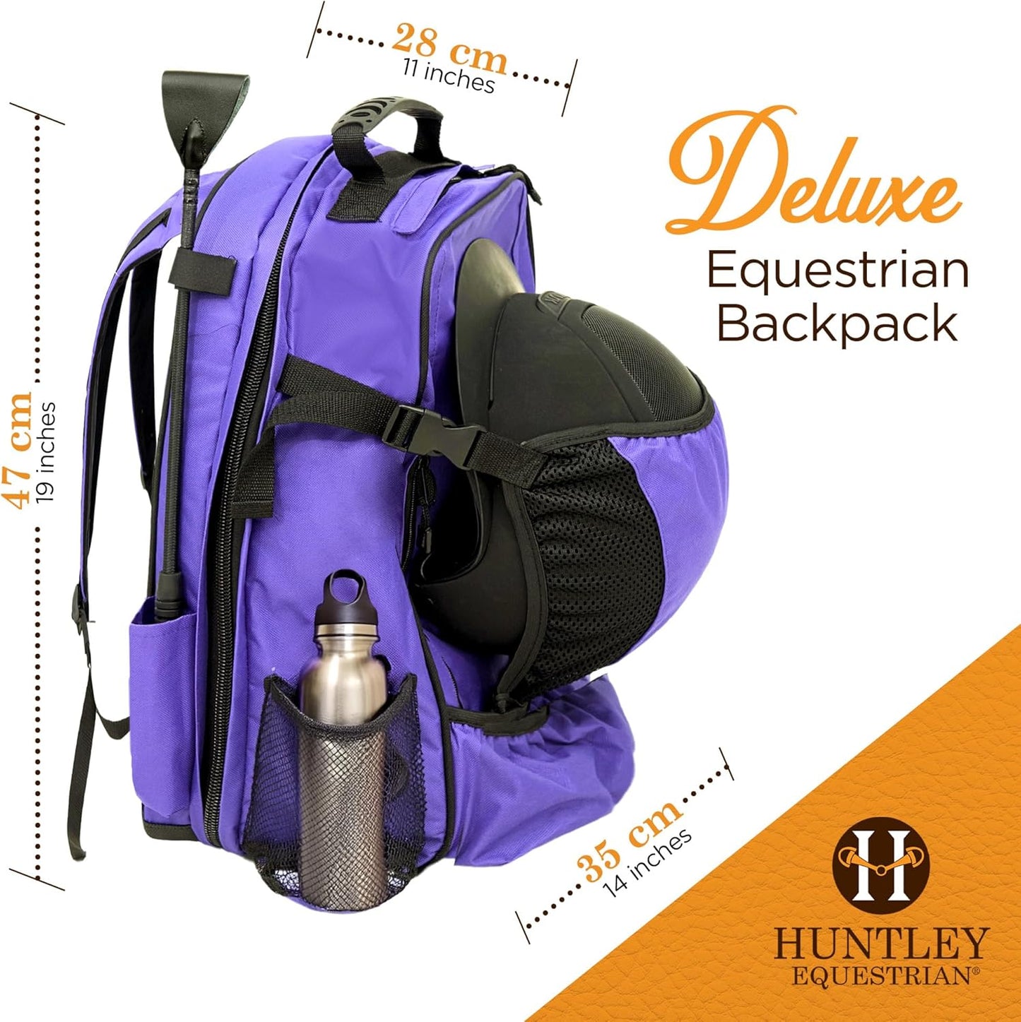 Huntley Equestrian Deluxe Heavy Duty Nylon Exterior Storage Fabric Backpack Adjustable Shoulder Straps