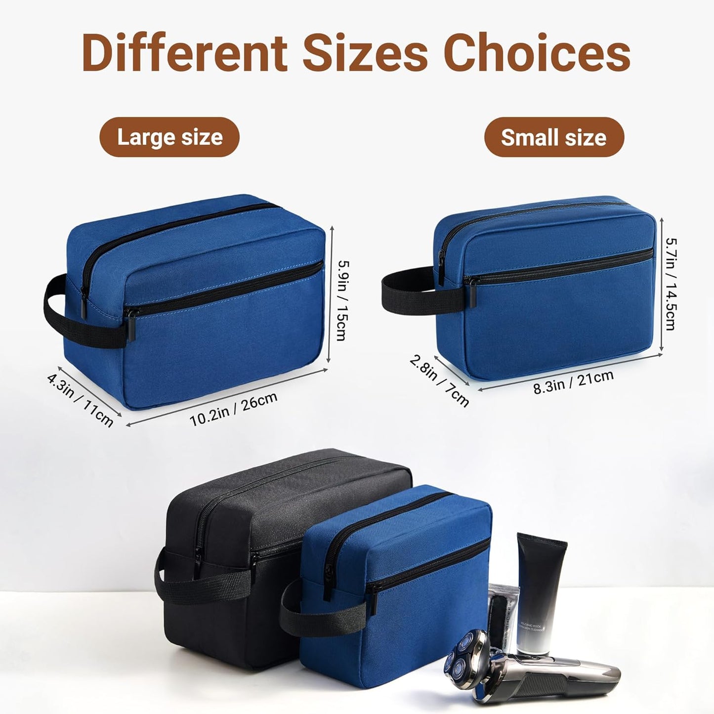 Elviros Travel Toiletry Bag for Women and Men, Lightweight Makeup Bag Hanging Dopp Kit with Shaving Compartment Cosmetic Organizer Large Tool Bag Travel Essentials, Navy Blue