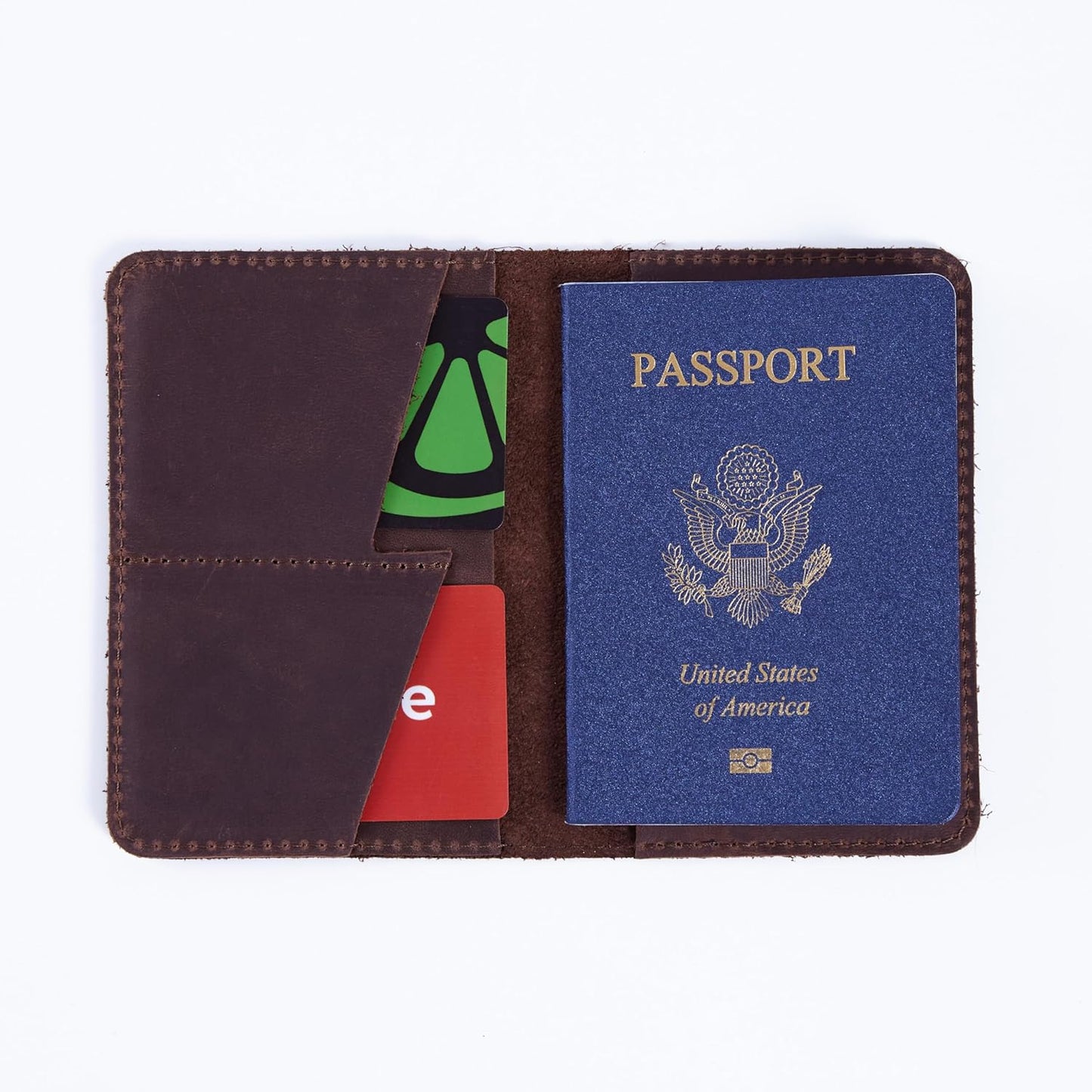 INCARNE US Passport Cover Clear - Travel Passport Wallet - Leather Passport Holder for Men Women Family with Card Slots & Note Compartmen - Sleeve Protector - Genuine Leather - Vintage Brown