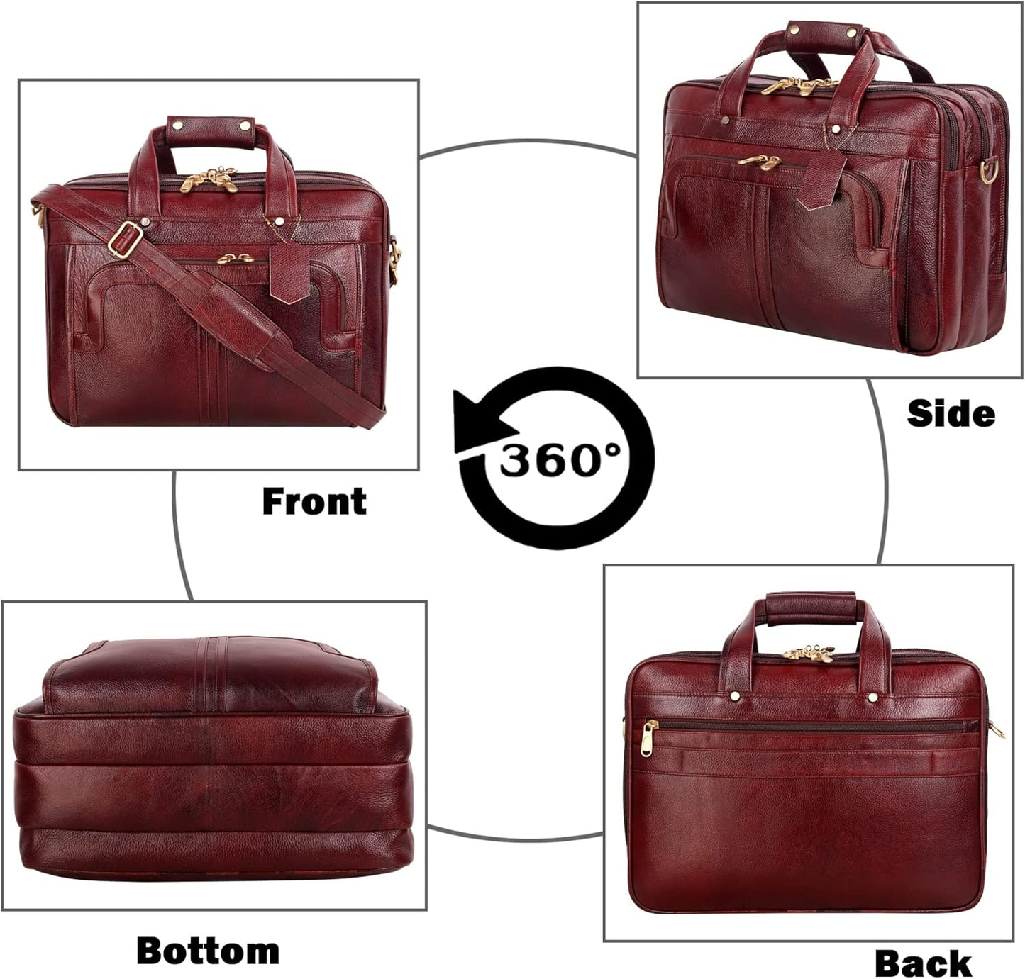 Full Grain Leather 16 Inch Briefcases Laptop Shoulder Bags for Men and Women Business Work Bag Leather Satchel Bag