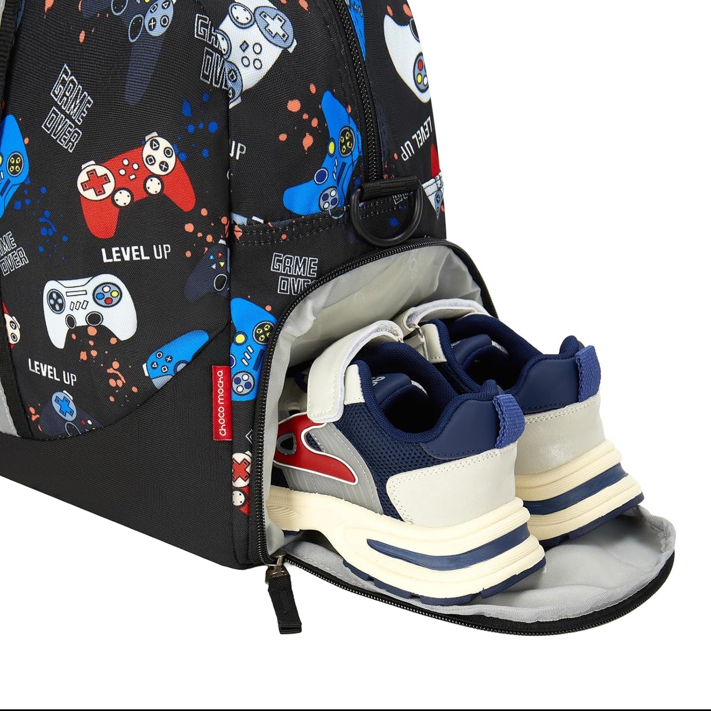 Choco Mocha Kids Duffle Bag Boys - Gaming Weekender Overnight Bags for Boy, Black