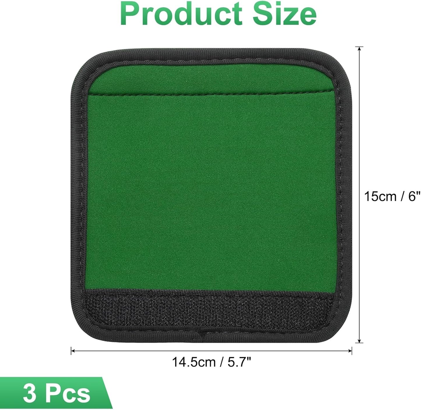 uxcell 3 Pcs Luggage Handle Wrap for Suitcase, Neoprene Handbag Grip Cover Protector Luggage Identifiers Suitcase Handle Wraps for Luggage Shopping Bag Travel Bags, Green