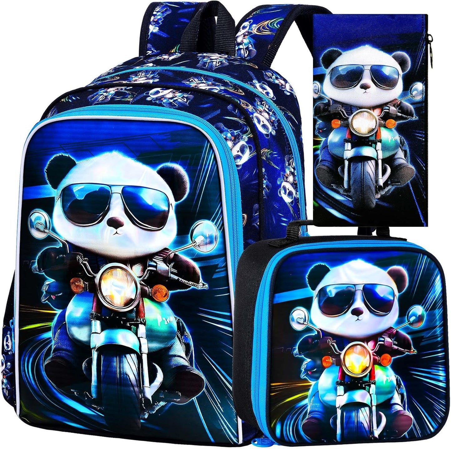 3PCS Dinosaur Backpack for Boys, 16 Inch Kids Water Resistant Preschool Elementary Kindergarten Bookbags and Lunch Box