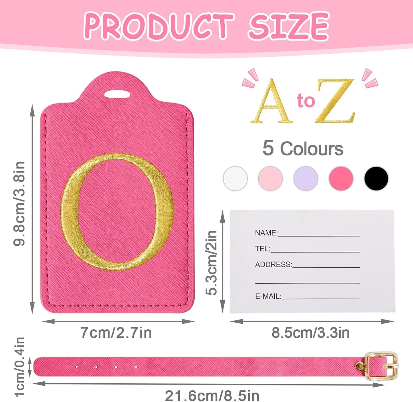 Initial Letter Luggage Tags for Suitcases, Personalized Embroidered Letter Luggage Bag Suitcase