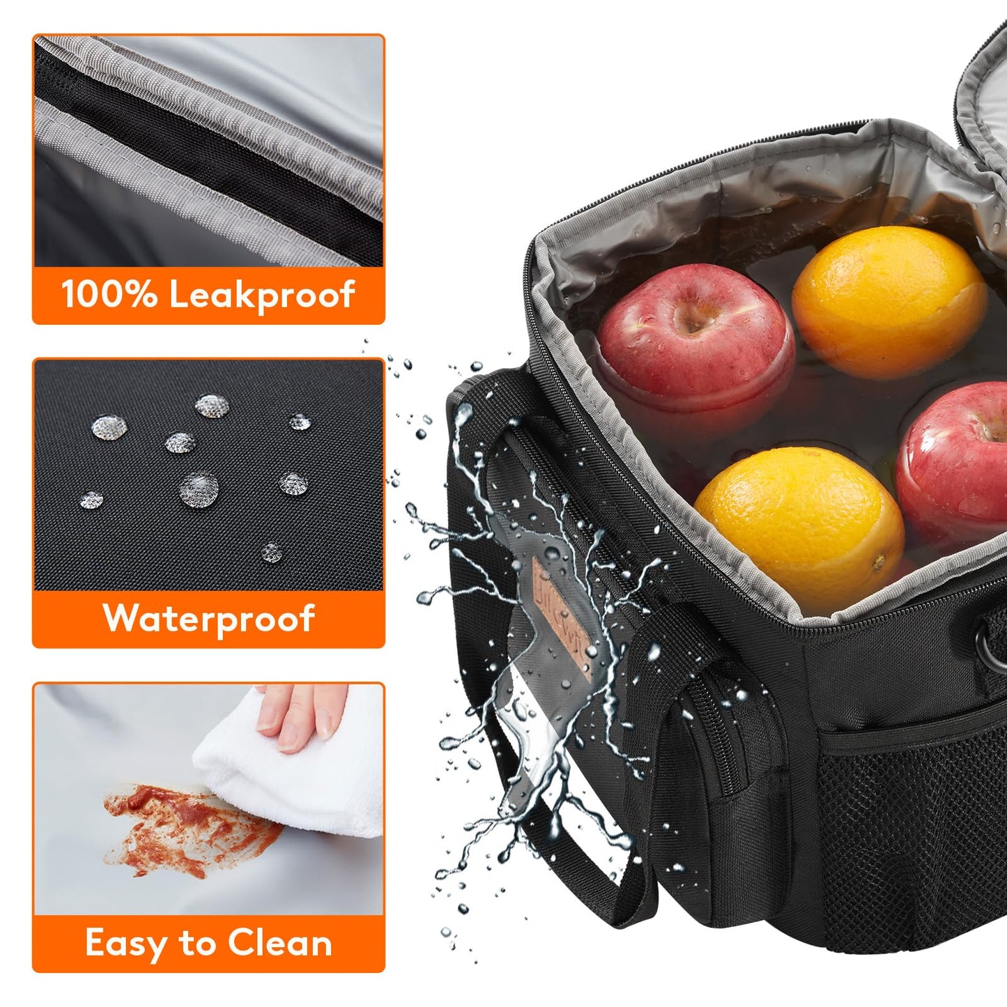 Lifewit Medium Lunch Bag, Insulated Lunch Box, Soft Cooler Cooling Tote for Adult Men Women, Black