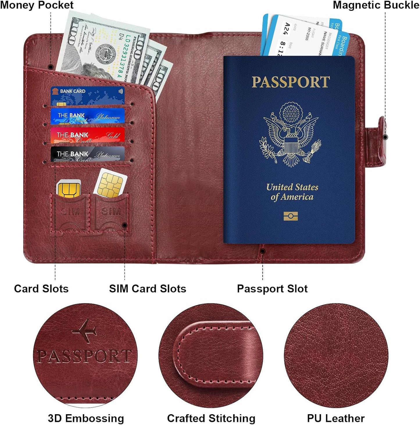 Herain Passport Holder for Travel Cruise Essentials, Passport Cover Wallet Case Women Men, RFID Passports Book Holders Travels Gifts Must Haves Accessories