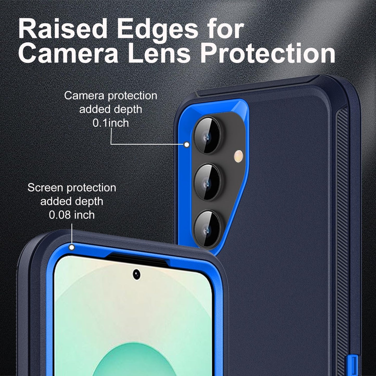 for Samsung Galaxy S25 Plus Case, Military Grade 3 in 1 Heavy Duty Shockproof/Drop Proof/Dust Proof Case with 2Pcs Tempered Glass Screen Protector & 1PcsCamera Lens Protector (Navy Blue)