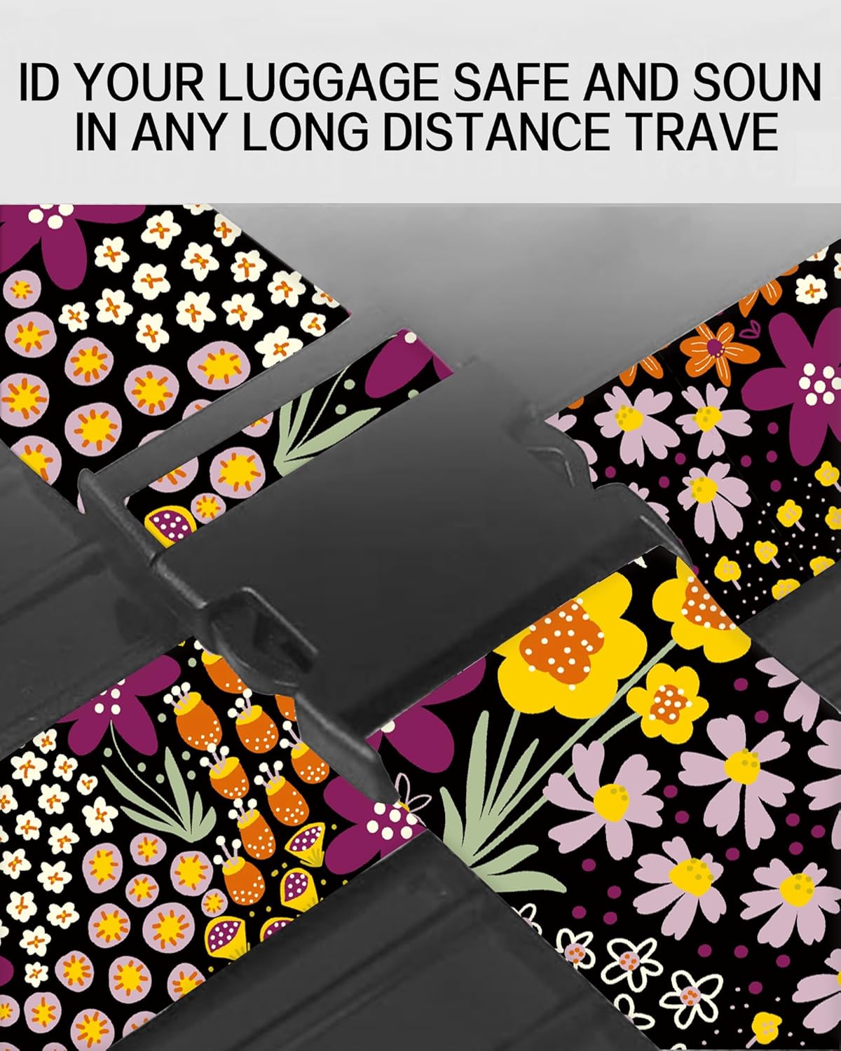 Luggage Straps for Suitcases, Adjustable Travel Belt, Durable Wide Luggage Strap, Cute Suitcase Strap Identifiers with Buckle, Bag Straps for Luggage, Cute Colorful Flowers