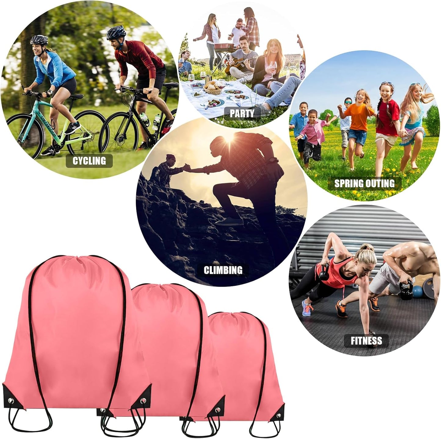 40 Pieces Drawstring Backpack Bulk Cinch Sackpack Ployster Drawstring Bags for Gym Party Trip(Peachy)