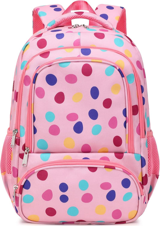 abshoo Lightweight Kids Backpack For School Girls Elementary Kindergarten Bookbag School Bags (Colourful Polka Dots)