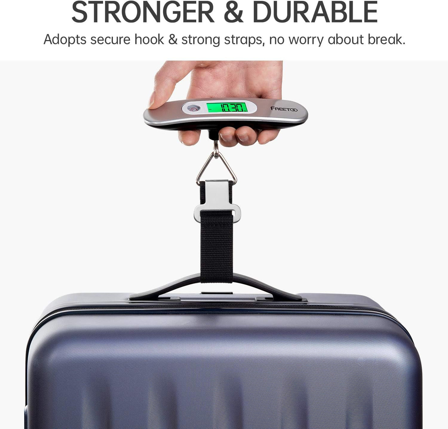 FREETOO Luggage Scale Portable Digital Hanging Scale for Travel, Suitcase Weight Scale with Superior Piano Lacquer 110 Lb/ 50Kg Capacity, Battery Included