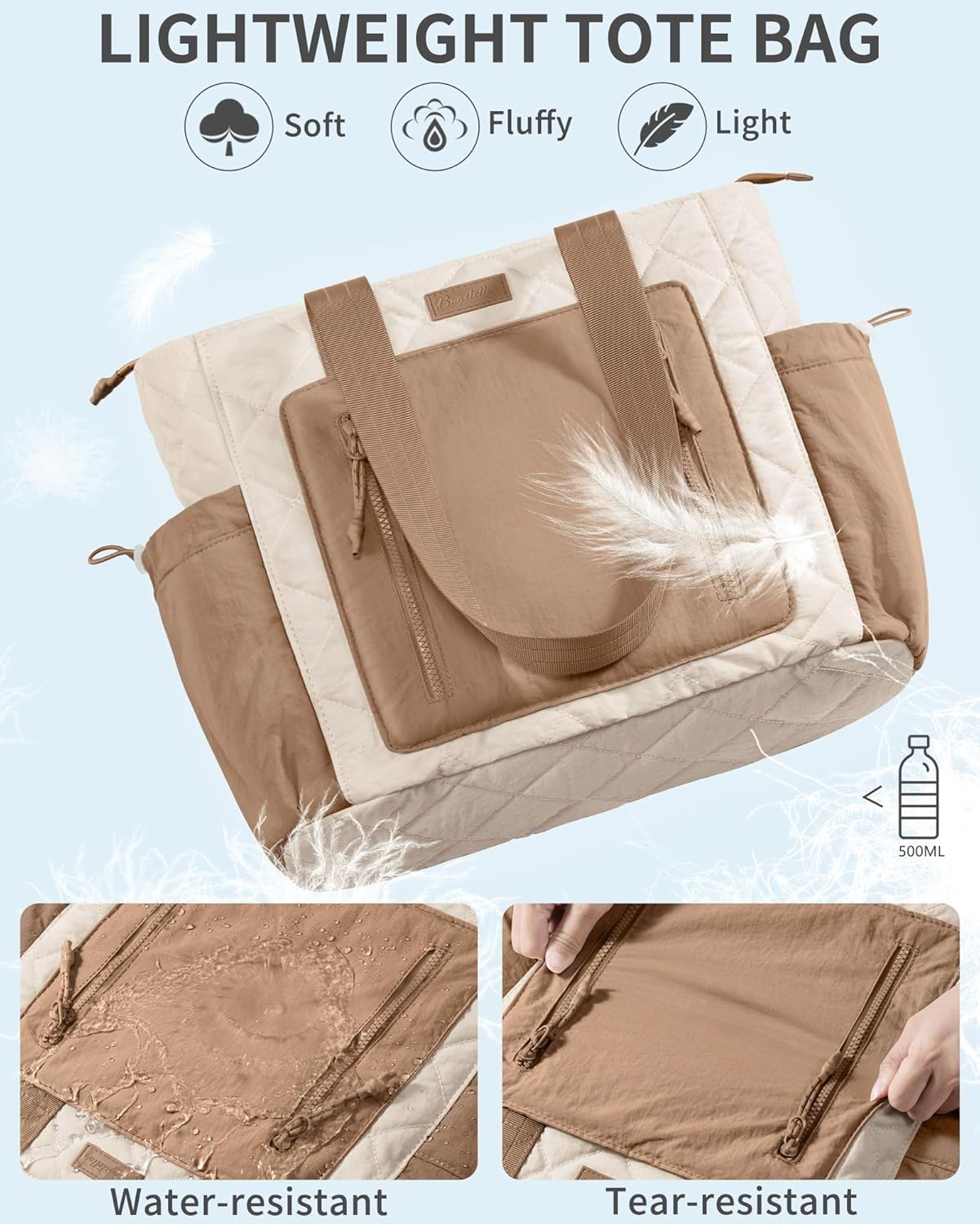 Puffer Tote Bag for Women, Lightweight Puffy Work Laptop Handbag Teacher Nurse Quilted Shoulder School Daily Travel Gym Bags